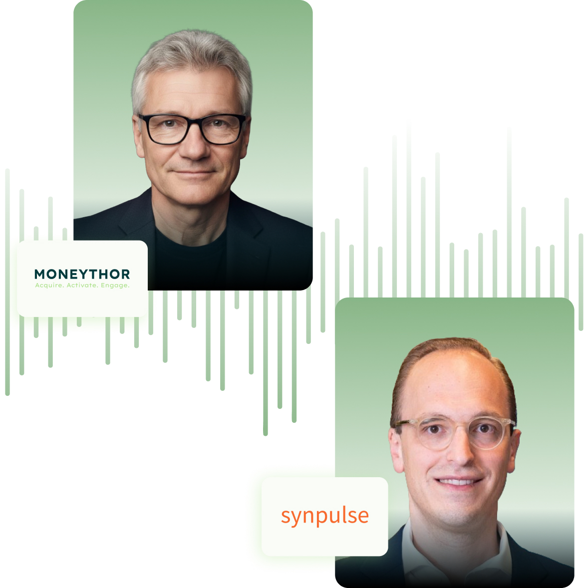 Deep Banking podcast episode 1 cover featuring Alexander Kling of Synpulse and Martin Frick of Moneythor