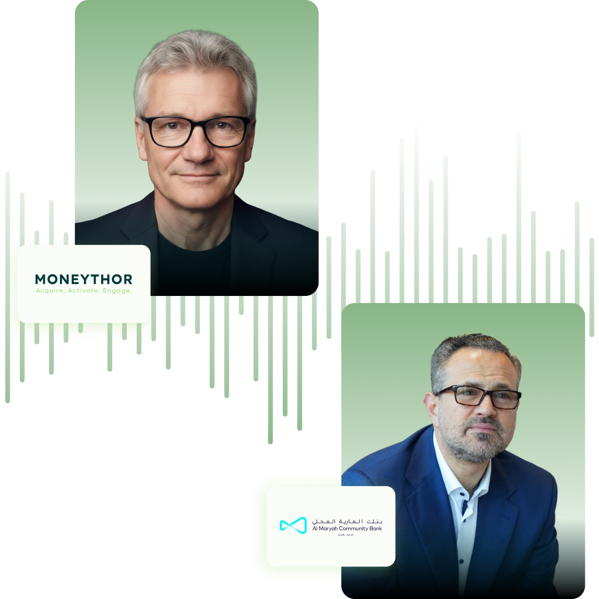 Deep Banking podcast episode 3 cover featuring Wassim Khayata of Al Maryah Community Bank and Martin Frick of Moneythor