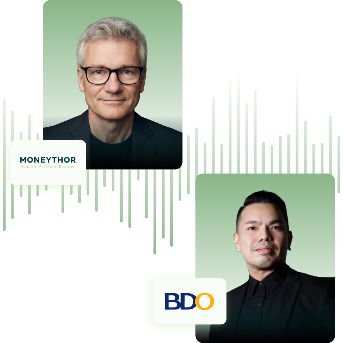 Deep Banking podcast episode 6 cover featuring Francis Chiu of BDO Unibank and Martin Frick of Moneythor