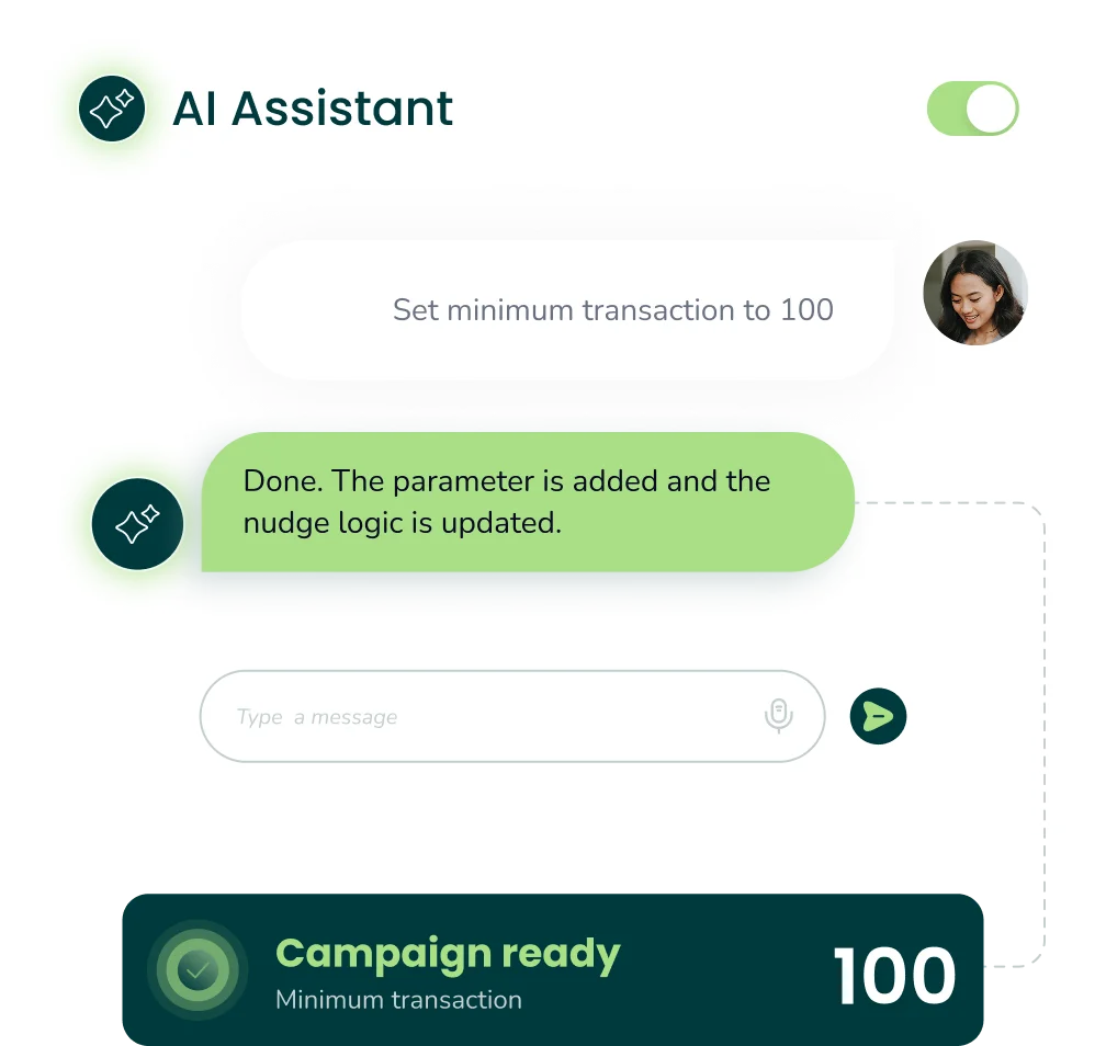 Moneythor Studio interface – no-code and low-code tool for banks to build, test, and launch personalised digital banking experiences